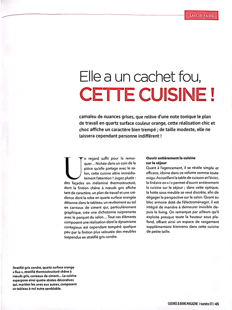 Les cuisines sur mesure Caulaincourt Cuisines dans le magazine Cuisines et bain