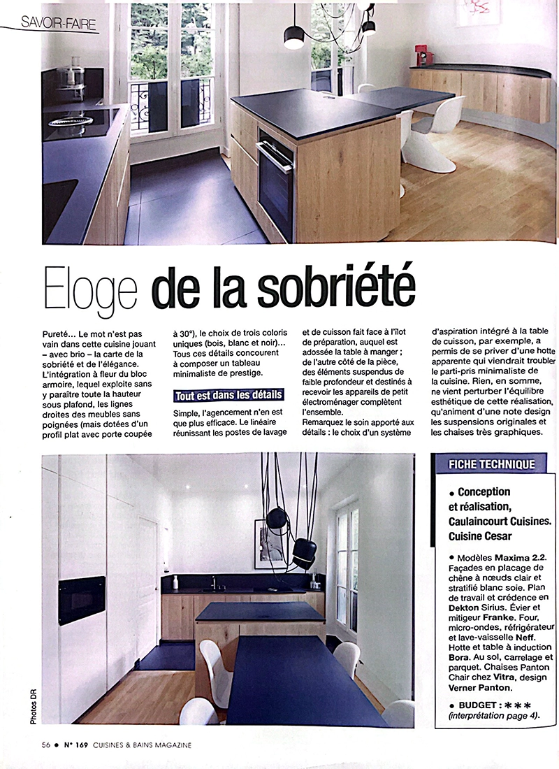 Les cuisines sur mesure Caulaincourt Cuisines dans le magazine Cuisines et bain